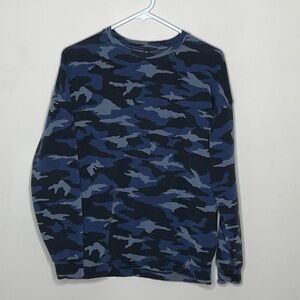 Athleta Blue Camo Studio to Street Long Sleeve Sweatshirt
